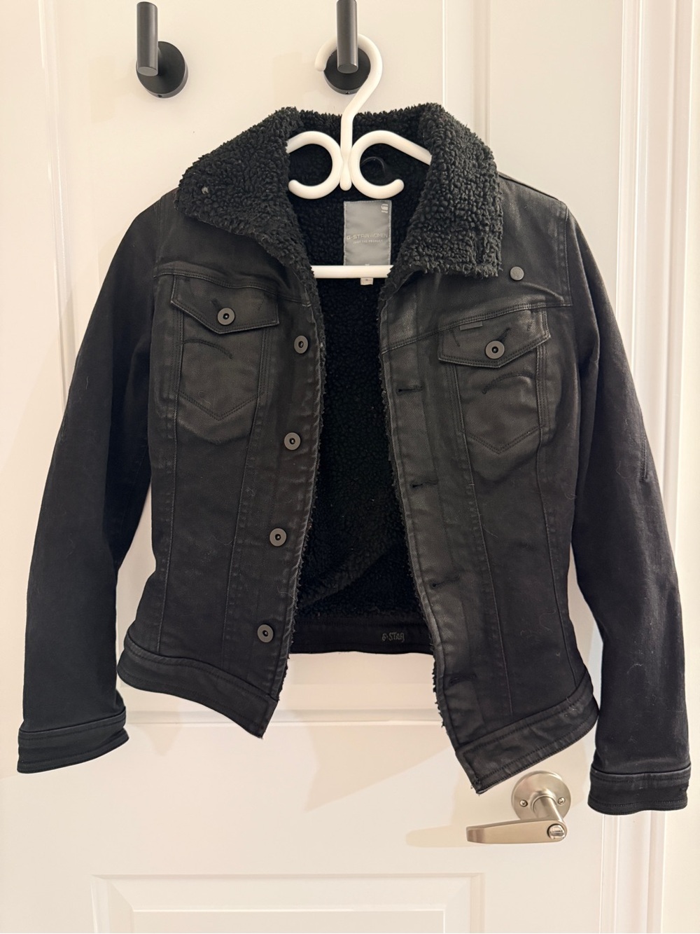G-Star Women Black Denim Jacket lined